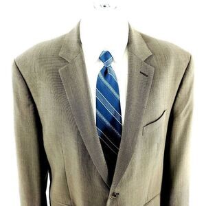 Michael Kors Wool 2 Button Blazer 44R Or Slim‎ 46R Green Tan Birdseye